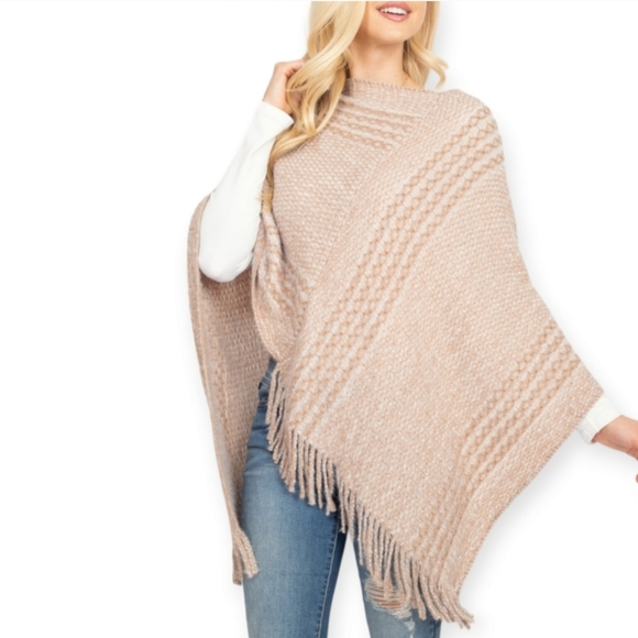 Poncho Sweater With Fringe - Picture 4 of 11